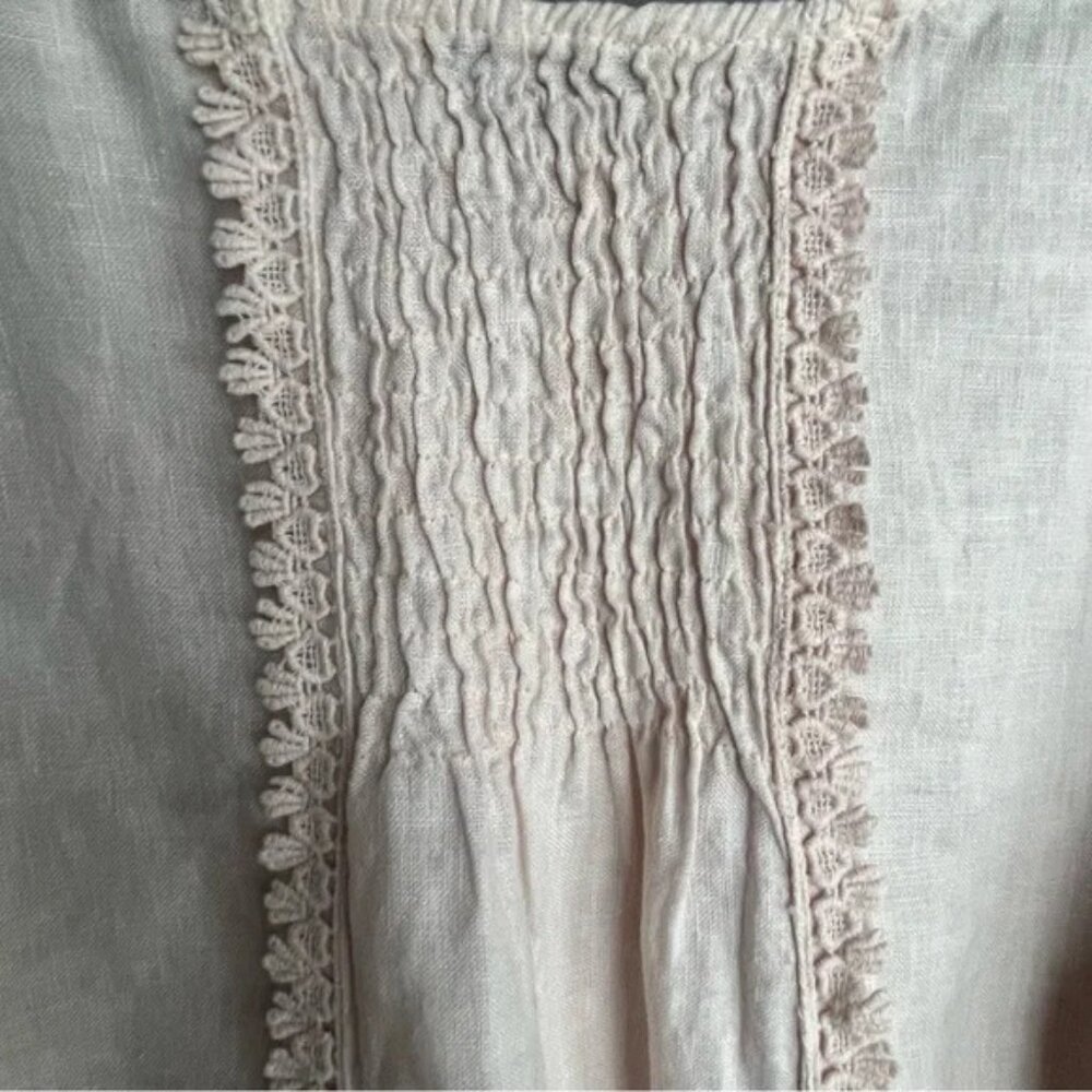 Terzo Millennio Premium Linen "European Flax" Long Sleeved Top Medium Pale Pink - Picture 4 of 5